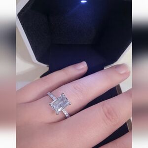 2.10 CT Emerald Cut Diamond Engagement Ring F/VS2 14K White Gold + Appra & IGI